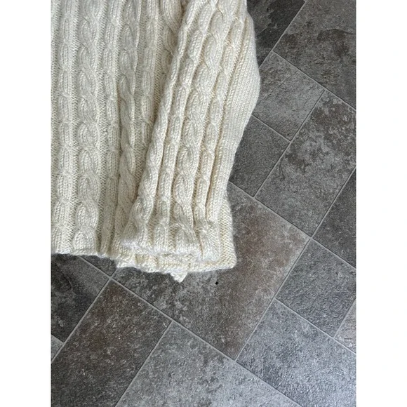 Vintage 70's-80's Cream Knit Cardigan Chunky Knit Sweater Collared Cottage VTG - Picture 9 of 9